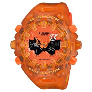 【CASIO 卡西歐】G-SHOCK Y2K 半透明 絕對強悍 金屬錶盤 橘 GA-V01SKE-4A 58.2mm