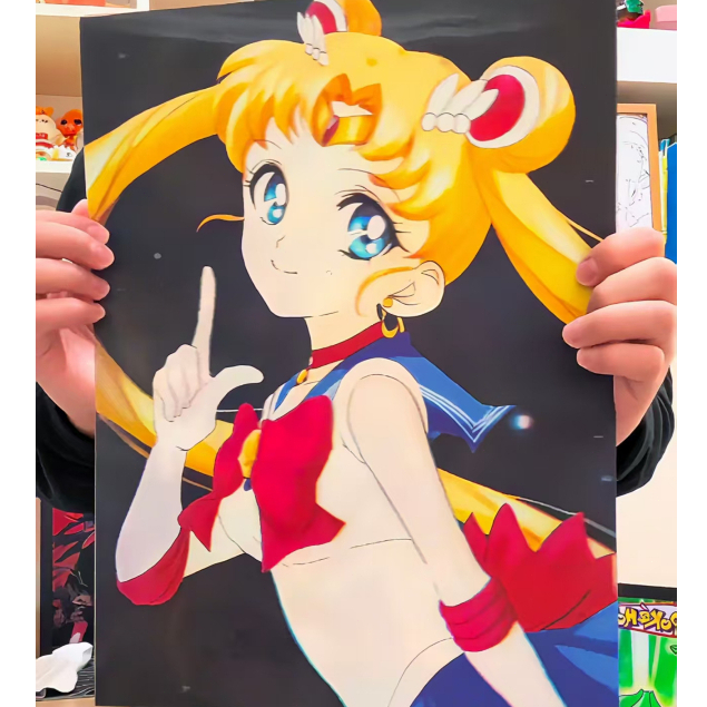 美少女戰士光柵卡 美少女戰士海報 裸眼3d 月光仙子 卡牌收藏 牆面裝飾品 創意擺件 桌面擺件 美少女戰士  動漫周邊