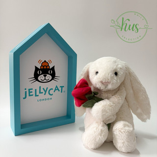 【Jellycat】🌟現貨🌟31公分 抱玫瑰花兔 安撫兔 Cream Bunny With Rose 官方進口商檢