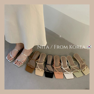 Nita🇰🇷正韓直送高級感涼拖外穿女鞋子2026年粗跟套趾銀色一字拖鞋東大門代購韓國代購