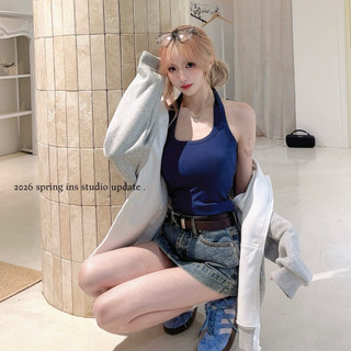N.kumi 【漫感身材】 顯瘦無敵!!! 基礎掛脖帶胸墊背心 #381 露背背心 美背 bratop