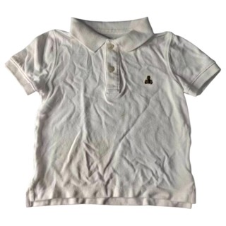 兒童用4歲GAP小熊刺繡圖案白色棉質短袖POLO衫 翻領設計 清倉 棉質網眼布 GAP經典小熊刺繡標誌 春夏