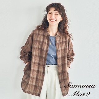 Samansa Mos2 舒適亞麻質感排釦翻領襯衫(0F001950110)