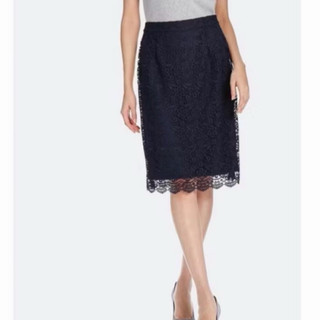 Uniqlo 蕾絲及膝裙 深藍 S