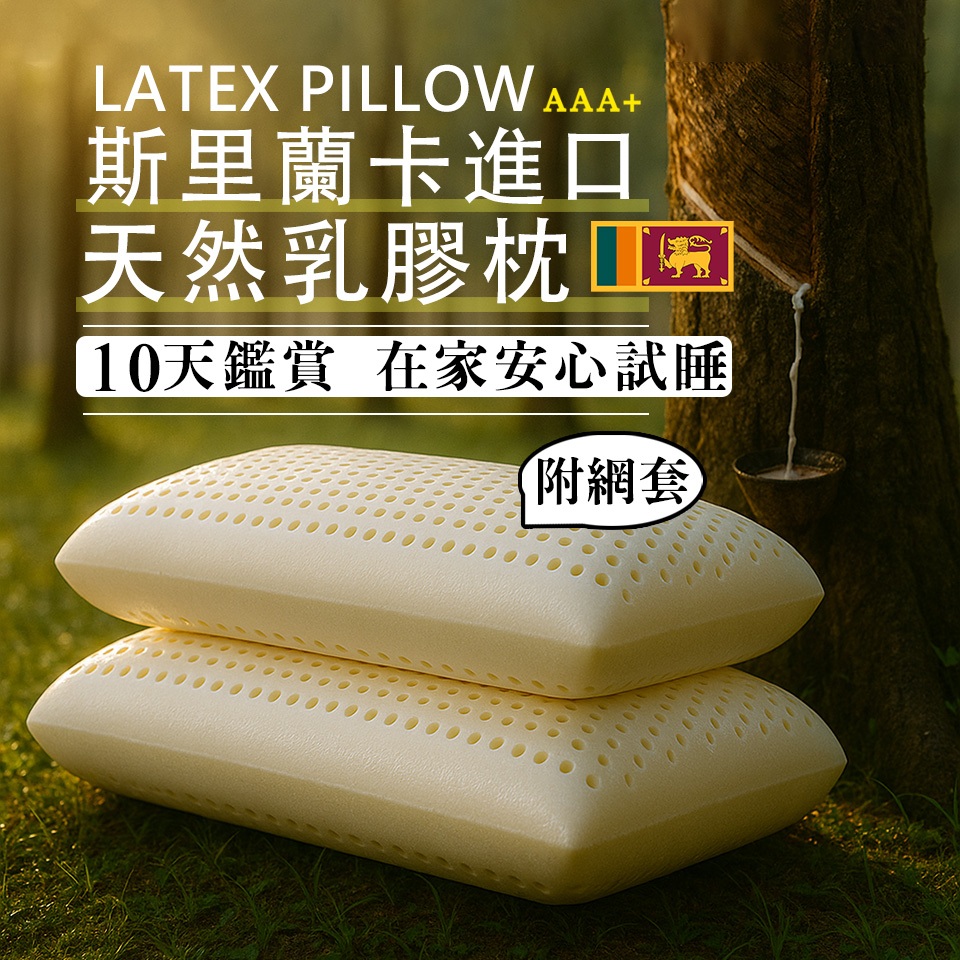 SUD【斯里蘭卡進口】乳膠枕 附精美提袋 十天試睡 頸枕 枕頭套 枕頭 記憶枕 乳膠枕 飯店枕 午睡枕 獨立筒