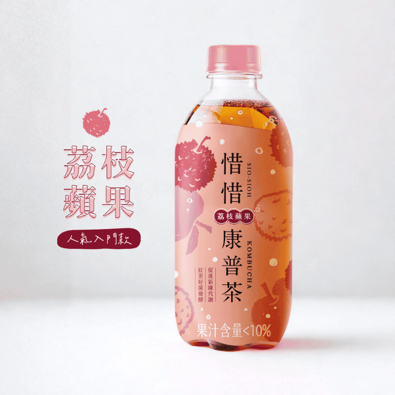 惜惜康普茶 荔枝蘋果420ml 氣泡飲