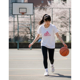 女裝-ADIDAS愛迪達胸前膠貼大LOGO棉T M號