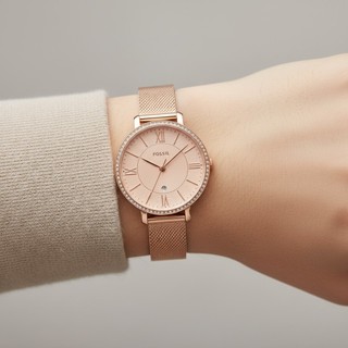 【台灣現貨】FOSSIL Jacqueline 女錶 玫瑰金米蘭帶鑲鑽手錶 36mm 氣質優雅款 ES4628 B