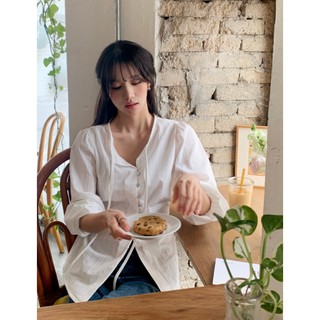 韓國代購KOREA_90 SHOP清雅氣質網拍MILKCOCOA 直條紋綁帶蝴蝶結長袖排扣襯衫
