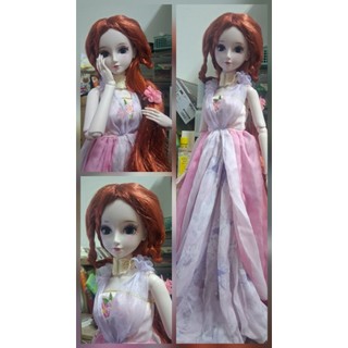BJD 娃娃 公主風 粉色禮服 長髮-可動