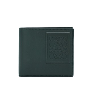 Loewe 滑面皮革品牌浮雕logo八卡對開短夾(黑)
