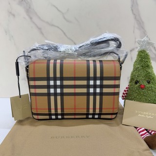 BURBERRY 經典Vintage復古格紋翻蓋肩背包