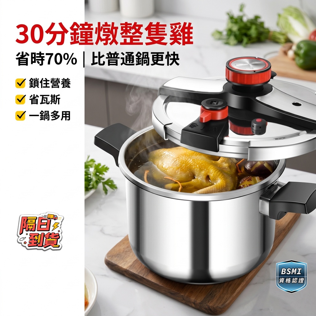 【隔日達】壓力鍋 高壓鍋 防爆壓力鍋 304不鏽鋼壓鍋  食品級不銹鋼家用燃氣鍋  電磁爐瓦斯爐通用 德國德尼菲