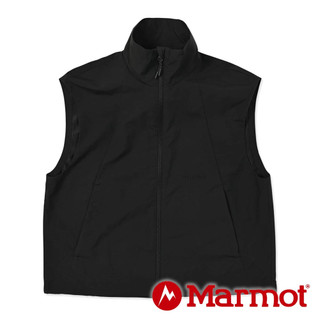 【Marmot】女棉感紋理防潑水短版立領背心『黑』WVT014
