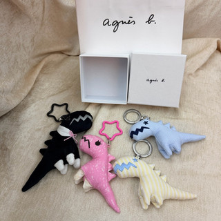 全新 agnesb sportb 布面 恐龍 鑰匙圈 黑色 粉紅色 藍格紋 黃條紋 絨布 玩偶 吊飾 小b 正品 專櫃