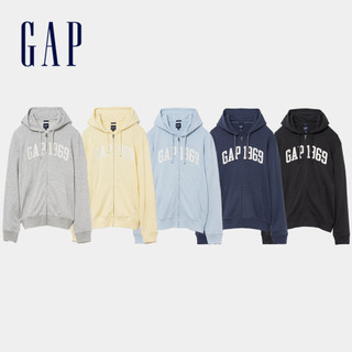 【Gap】男女裝 法式毛圈布寬鬆 Gap 1969 Logo 拉鍊外套 連帽外套 多色規格任選 (898689)