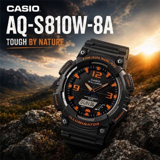 錶流行 CASIO (AQ-S810W-8A) 太陽能供電 世界時間 防水100米 雙顯示運動錶