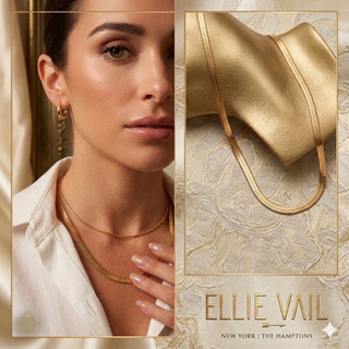 ELLIE VAIL 邁阿密防水珠寶 小寬版蛇紋項鍊 簡約金色頸鍊 Paola Herringbone