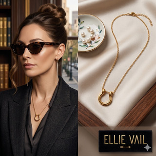 ELLIE VAIL 邁阿密防水珠寶 立體馬蹄項鍊 簡約金色項鍊 Stetson Shackle