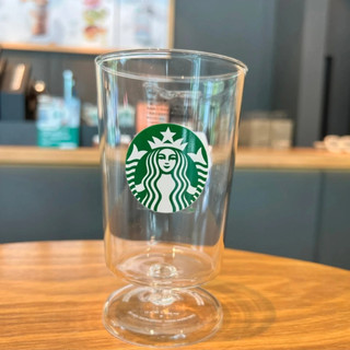 星巴克杯子清倉特價優惠簡約高顏值經典logo高腳杯透明玻璃喝水杯