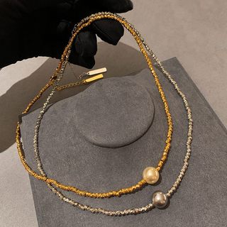 【Litter Tiger】車花 碎銀子 幾兩單顆 極光 珍珠 項鏈女 輕奢 小眾 高級感 疊戴 鎖骨鏈 氣質