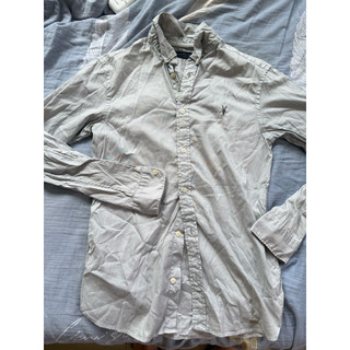 2折 幾乎全新 Allsaints XS 夏天透氣 綿 淺灰型男襯衫 LS shirt