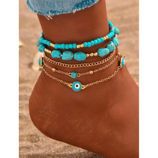 5 件套 時尚 邪惡之眼 腳鏈 套裝 百搭 Ankle Bracelets