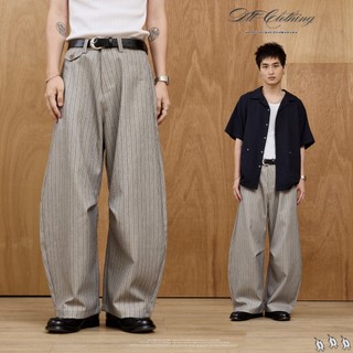 【DTT】AA10｜"Pinstripe Suit Trousers" 老錢條紋西裝褲 巴黎扣 西裝褲 彎刀褲 寬褲