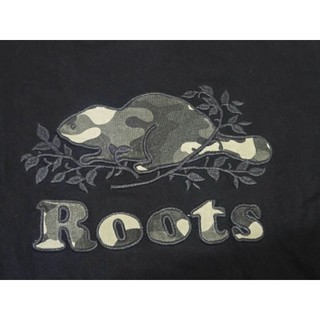 roots 大logo 黑 海狸 迷彩 女 大人 短袖 上衣 短T T恤 XS