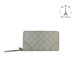 【巴黎站二手名牌專賣店】＊現貨＊GUCCI 真品＊Bree系列 經典壓紋 米色拼接ㄇ形拉鍊長夾