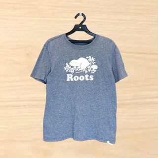 Roots Kids 雪花灰藍大LOGO短袖上衣 大童 S26053027