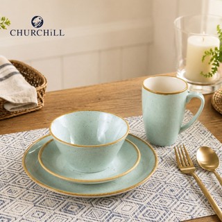 英國CHURCHiLL 點藏系列 蛋青色 午茶點心杯盤4件組