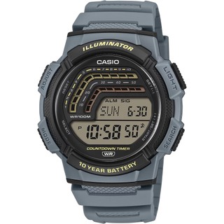 CASIO 卡西歐 復古風大顯示幕手錶 電子錶-灰藍 WS-1800-2AV 開學季禮物