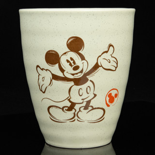 日本Sango 迪士尼Disney 米色 手繪 米奇 陶瓷 茶杯 水杯 豬口杯