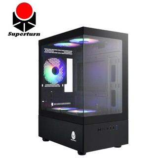 SuperChannel視博通 LEX100M(B) 電腦機殼黑/M-ATX/全景玻璃/顯卡長31.5/CPU高16.5