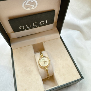 二手正品Gucci金色珠貝鋼索錶 Gucci錶 Gucci手錶 手環錶