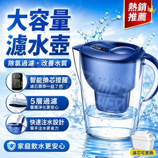 隔日達【🔥PRO濾水壺+送濾芯】德國 BRITA適用 濾水壺 3.5L 大容量 內含濾芯 去除水垢/重金屬 專業淨水壺