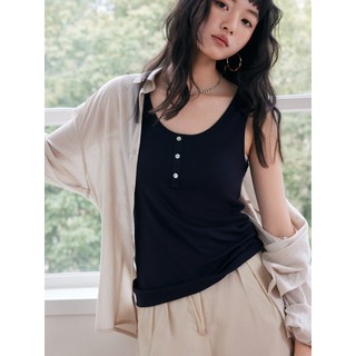 𝗦𝗢𝗙𝗧｜台灣現貨｜☀️Summer～天絲亞麻🤍貝殼扣背心✗⓸色 背心上衣 無袖上衣 女裝 無袖背心 背心女 夏季女裝
