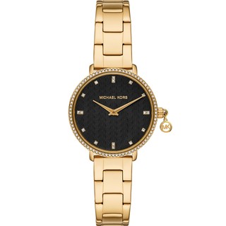 Michael Kors MK Pyper 紐約時尚晶鑽女錶-黑x金/32mm MK7616 開學季禮物