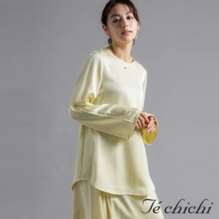 Te chichi 光澤緞面長版圓領上衣(0F001401210)