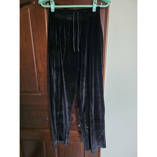 天鵝絨 長褲 黑色 霧面 光澤 Velvet pants black matte luster