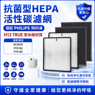 適用PHILIPS飛利浦 AC5659 空氣清淨機 FY5182 FY5185 2片HEPA+2片蜂巢活性碳 濾網 濾心