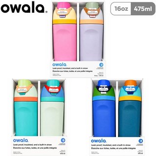 OWALA FREESIP WATER BOTTLE 16oz 不鏽鋼吸管 水杯 保溫瓶 (兩色一組 475ml)
