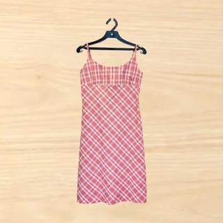 KOOKAI 深粉橘色格紋細肩帶洋裝 商品號 S26070495