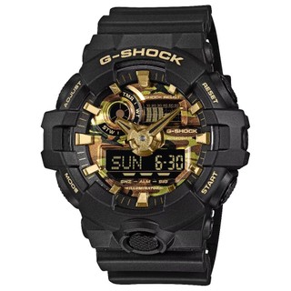 CASIO卡西歐 G-SHOCK GA-700 系列 GA-700CF-1A 金色迷彩雙顯時尚腕錶 黑色 53.4mm