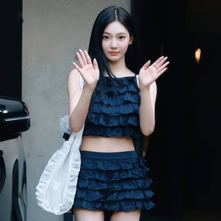 𝐈𝐝୨୧𝐥. | aespa 寧寧 MEOVV Anna 同款 蝴蝶結荷葉邊吊帶背心 蓬蓬蛋糕裙 套裝 韓系甜美辣妹