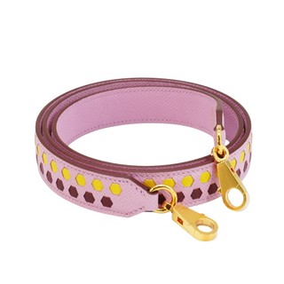 Hermes 展示品 Tressage Epsom 牛皮六邊形編織皮革背帶(粉/黃/深紅)