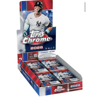 花鹿王公仔屋/2026 Topps Chrome® Baseball Hobby Box 保一張簽名卡