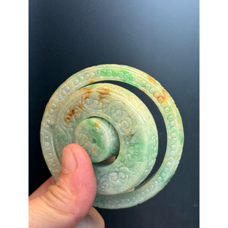 蔓華翡翠玉鐲🦋三件組53.8mm緬甸老三彩翡翠仿古雕方鐲🍃附台灣大證🌸天然翡翠A貨