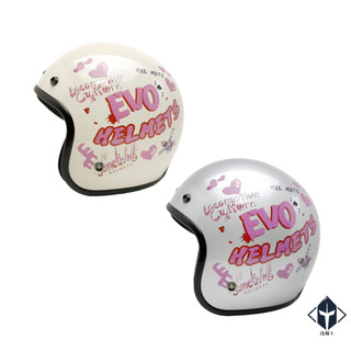 EVO 安全帽 CA-310M 花彩 愛心 多色可選 半拆洗 復古帽 三扣 快速插扣 半罩